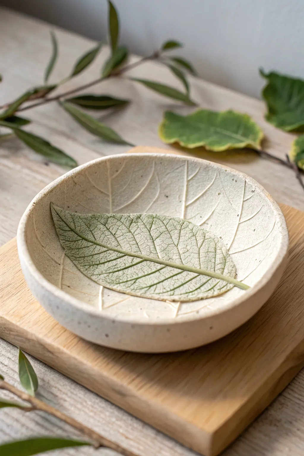 Capture nature's elegance with a DIY leaf imprint jewelry dish, a perfect blend of simplicity and beauty.