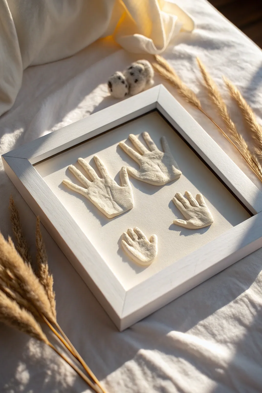 Elevate your decor with a captivating floating hand display that celebrates family love and artistry.