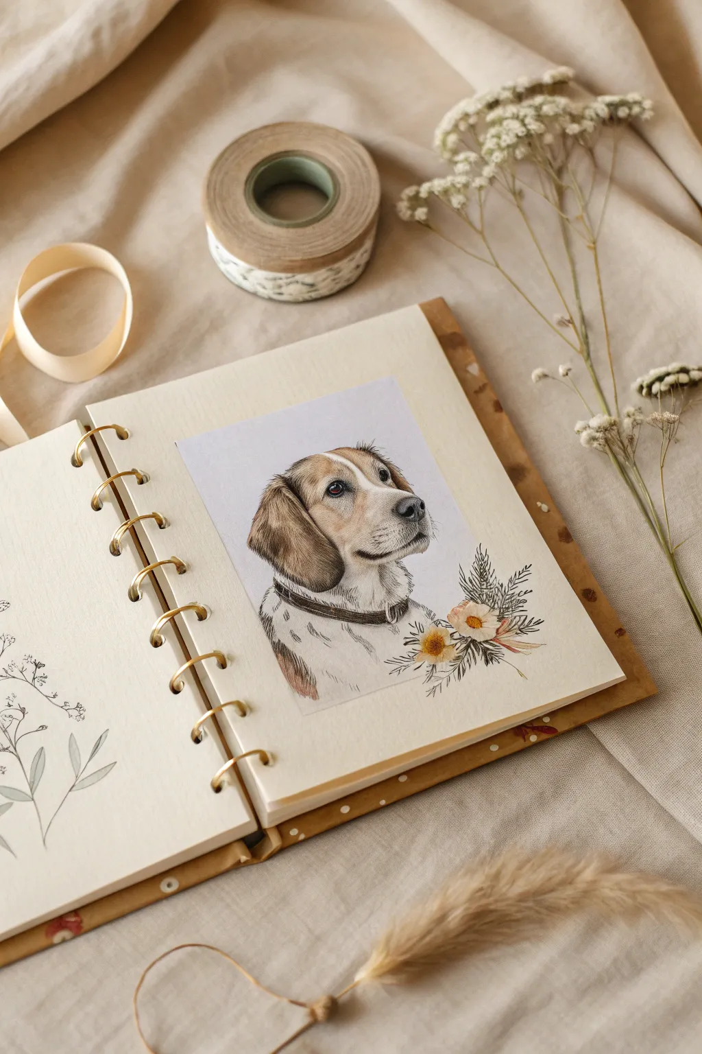 Celebrate your furry friends with a stunning pet-themed scrapbook page that combines simplicity and natural beauty.