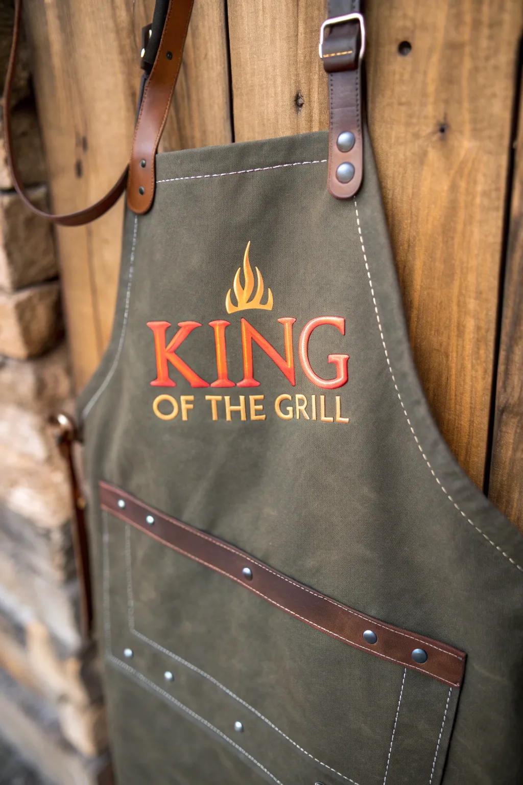 Gift the Grill Master in your life with a custom apron that embodies both style and craftsmanship. #FathersDay #GrillMaster