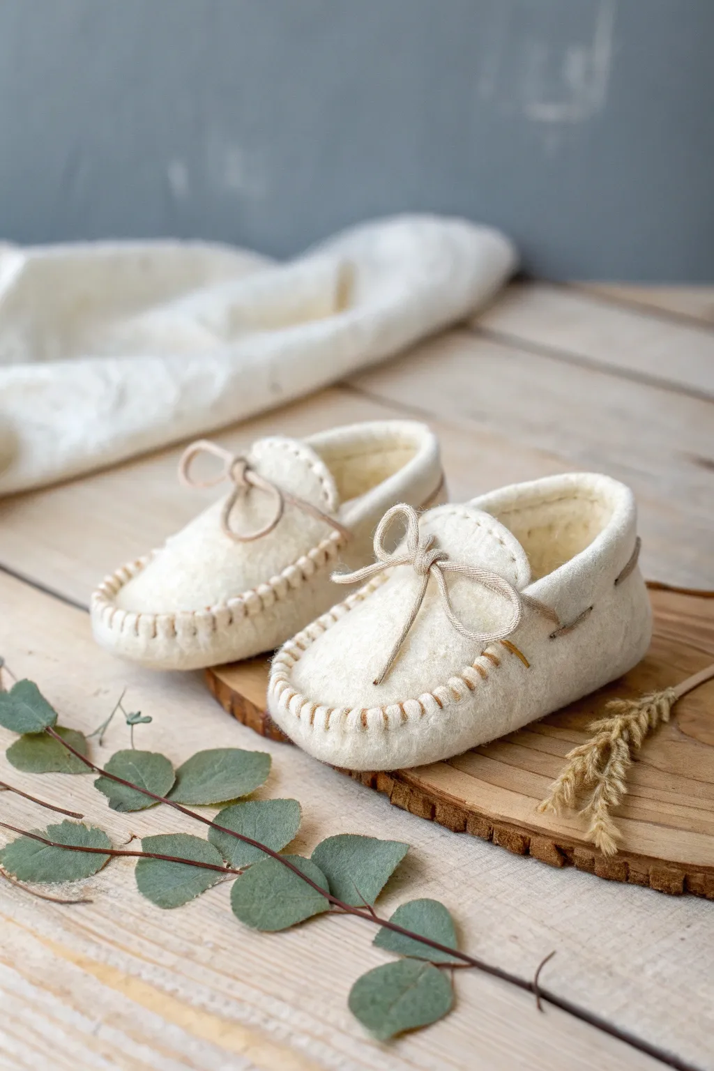 Adorable and artisanal: these felted baby moccasins are a cozy gift crafted with love.