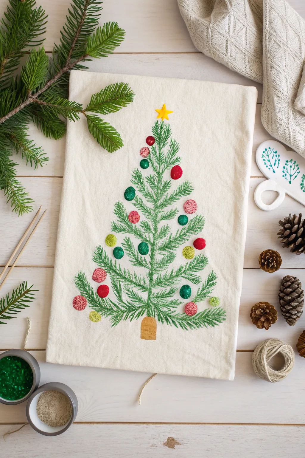 Craft a unique holiday vibe with this fingerprint Christmas tree masterpiece!