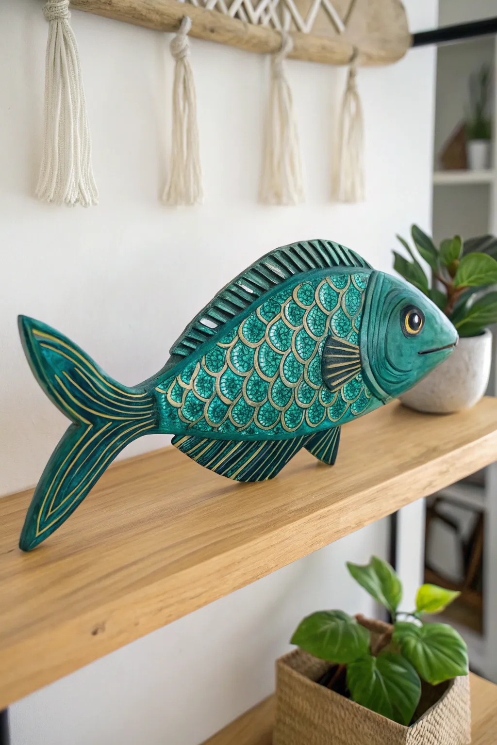 Illuminate your space with whimsical glow-in-the-dark fish art, blending minimalist elegance with a touch of Boho charm.