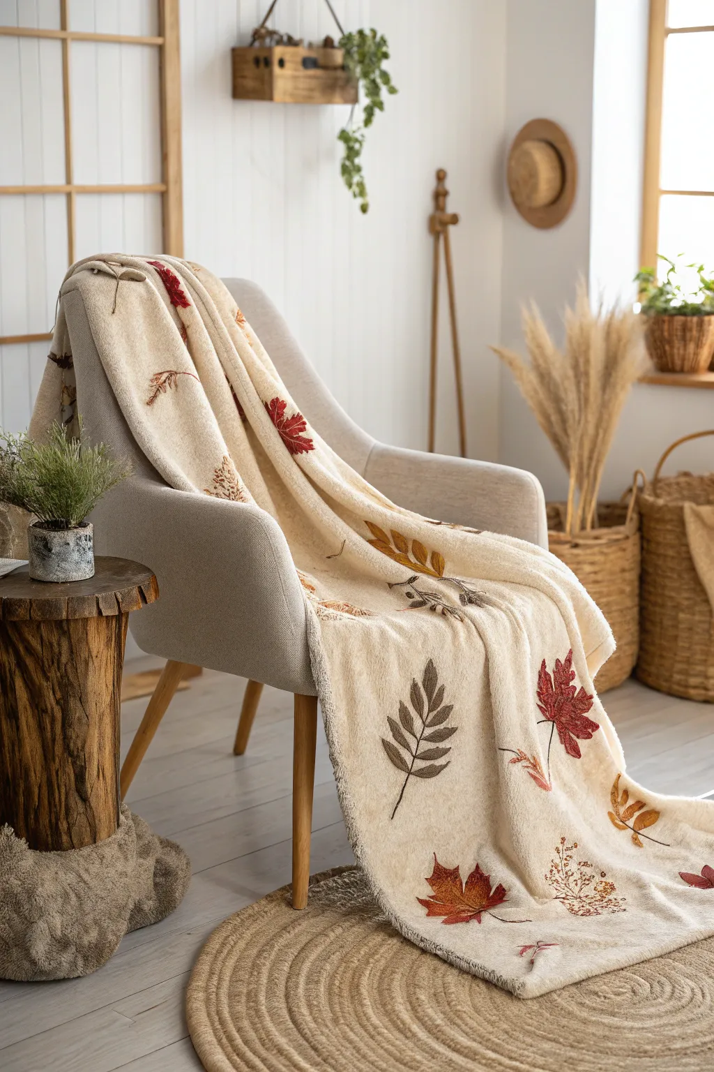 Embrace the season with a cozy, handcrafted fleece blanket that adds warmth and style to your minimalist decor.