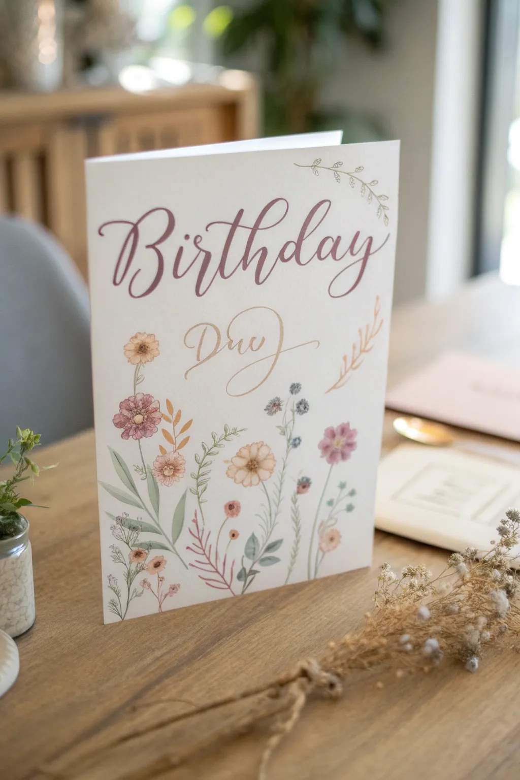 Add a personal touch with handwritten floral elegance.