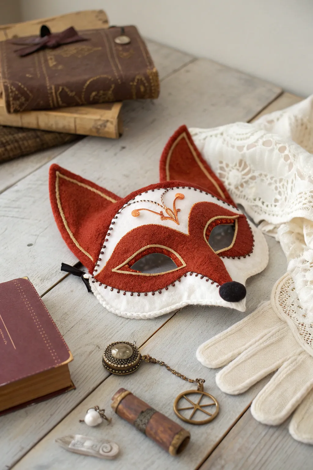 Embrace nostalgia with a charming vintage fox mask that blends eras in style.