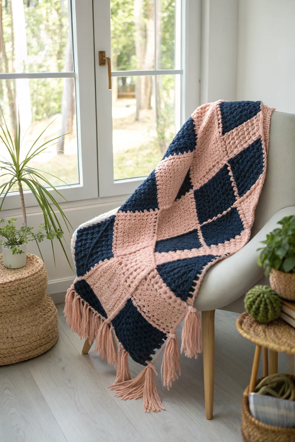Discover the bold beauty of checkerboard crochet: a perfect blend of Scandinavian minimalism and boho charm.