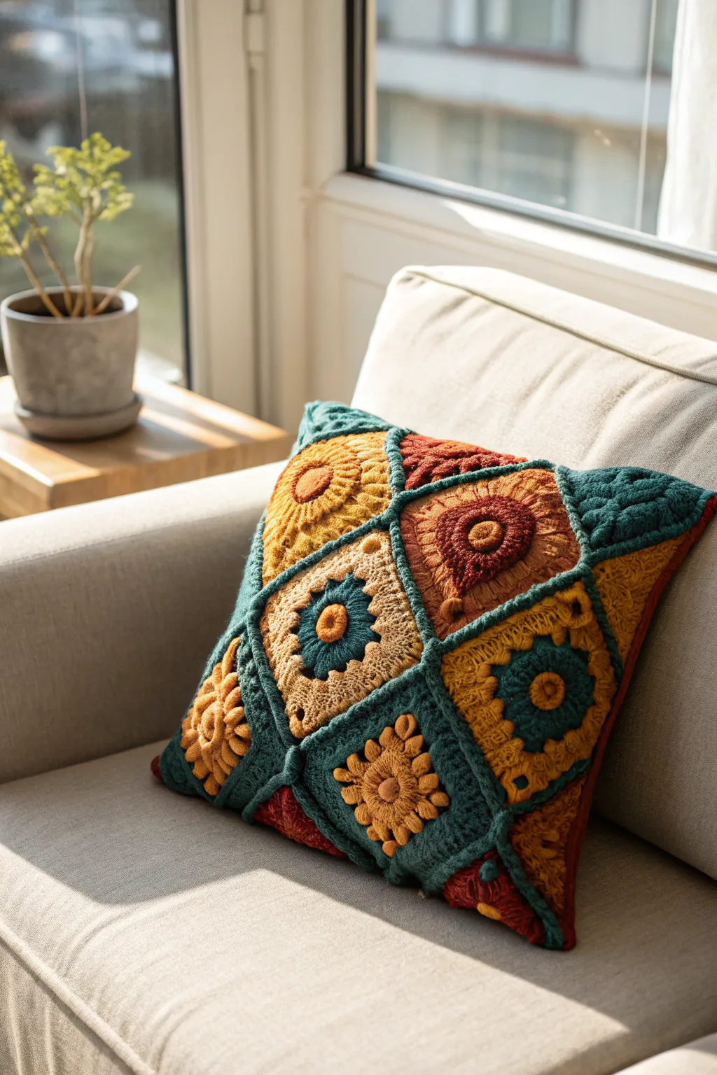 Elevate your space with handcrafted charm: Textured crochet cushion covers for a cozy yet stylish touch.