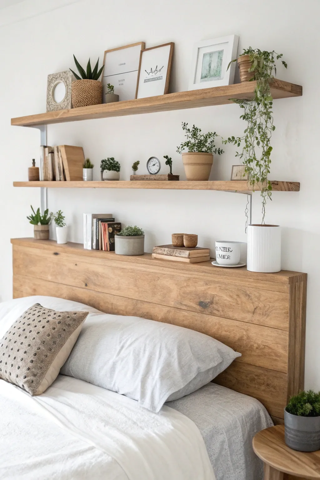 Elevate your space with stylish floating shelves: a perfect blend of function and beauty!