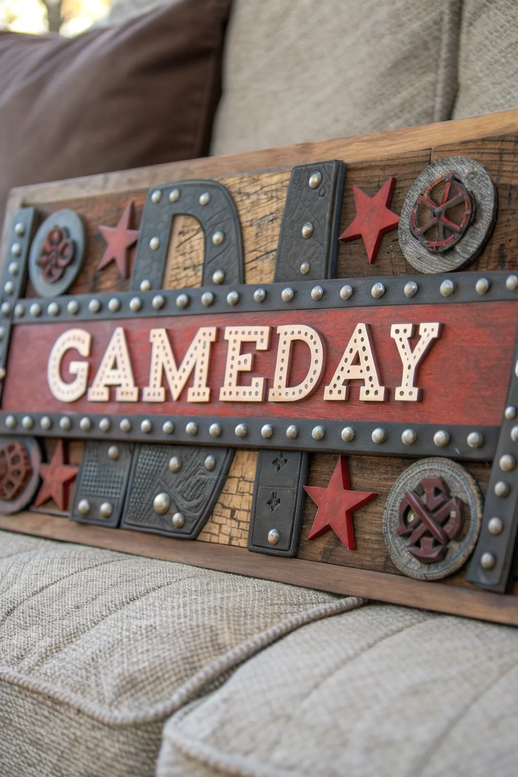 Celebrate gameday with a sign that speaks volumes of craftsmanship and creativity.