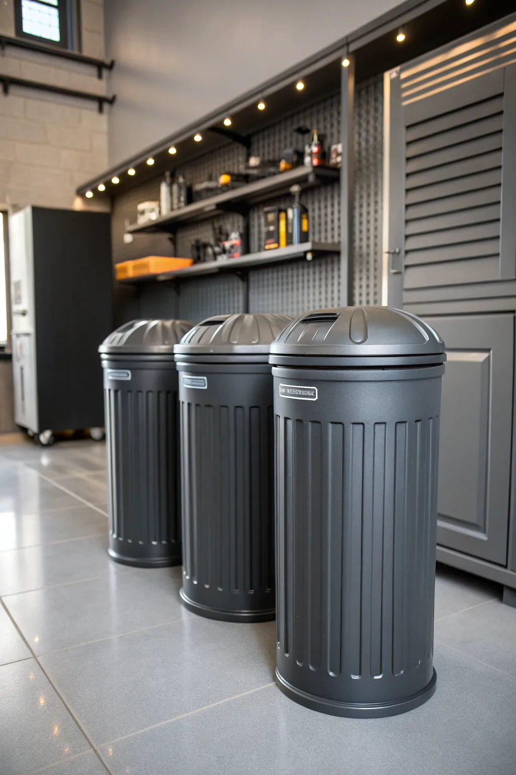 Elevate your garage aesthetics with these color-coordinated, craft-inspired trash cans.