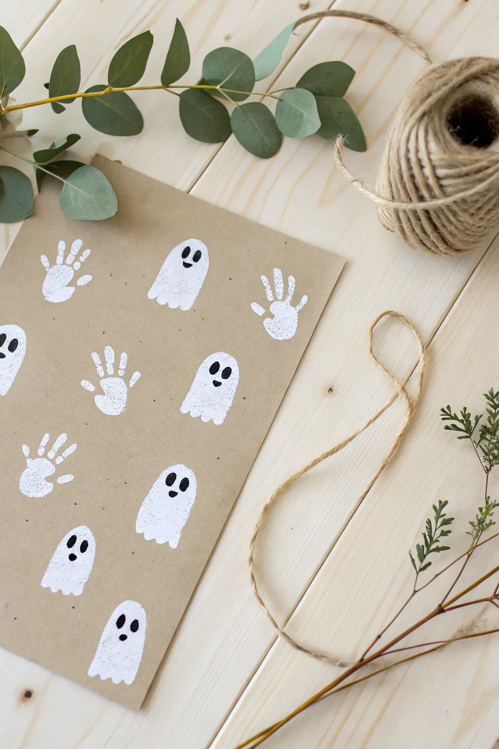 Capture the charm of childhood with these adorable ghost handprints—perfect for a touch of minimalist Halloween decor!