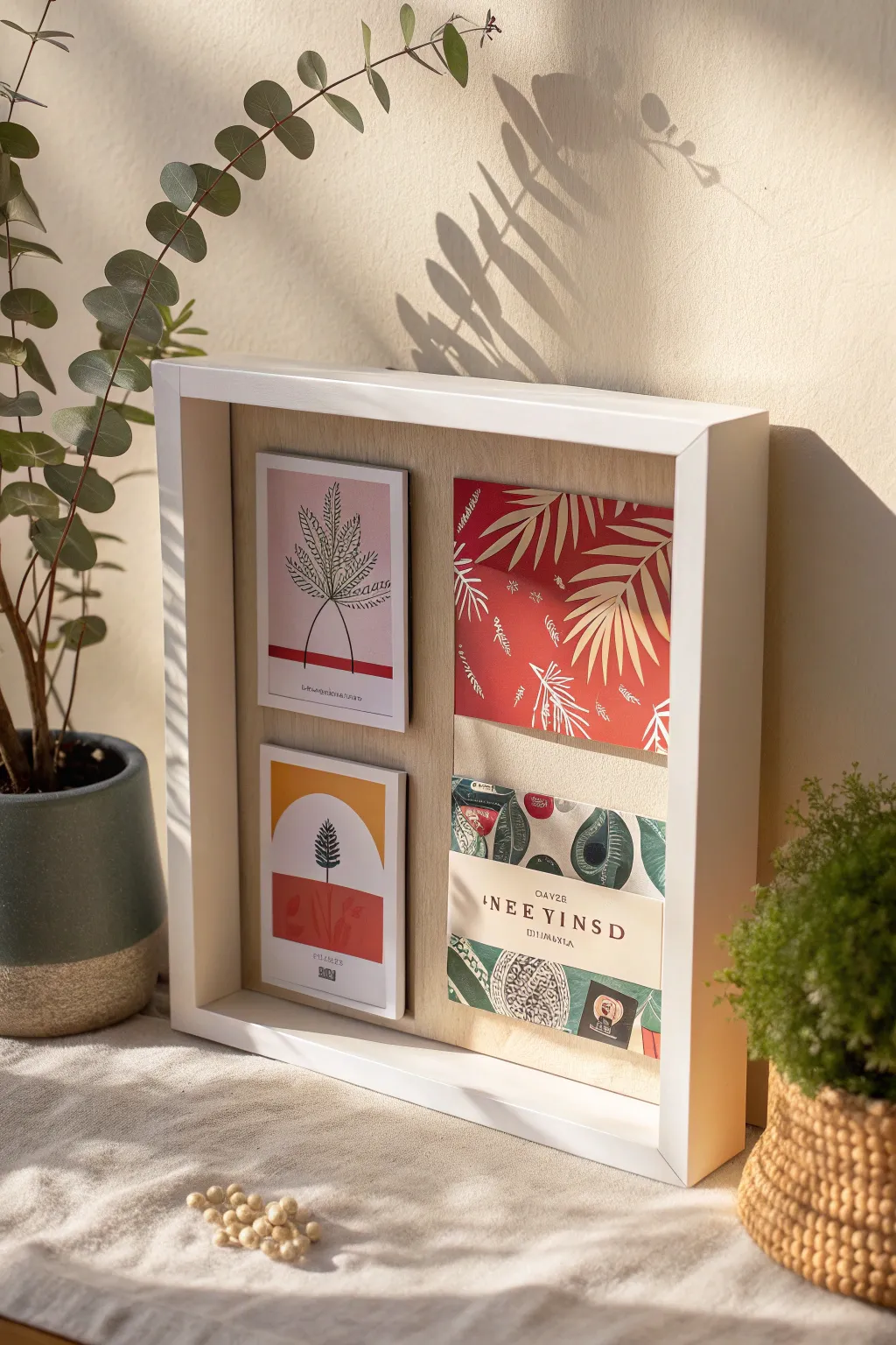 Transform gift cards into a stunning shadow box display – a perfect blend of minimalism and bold charm.