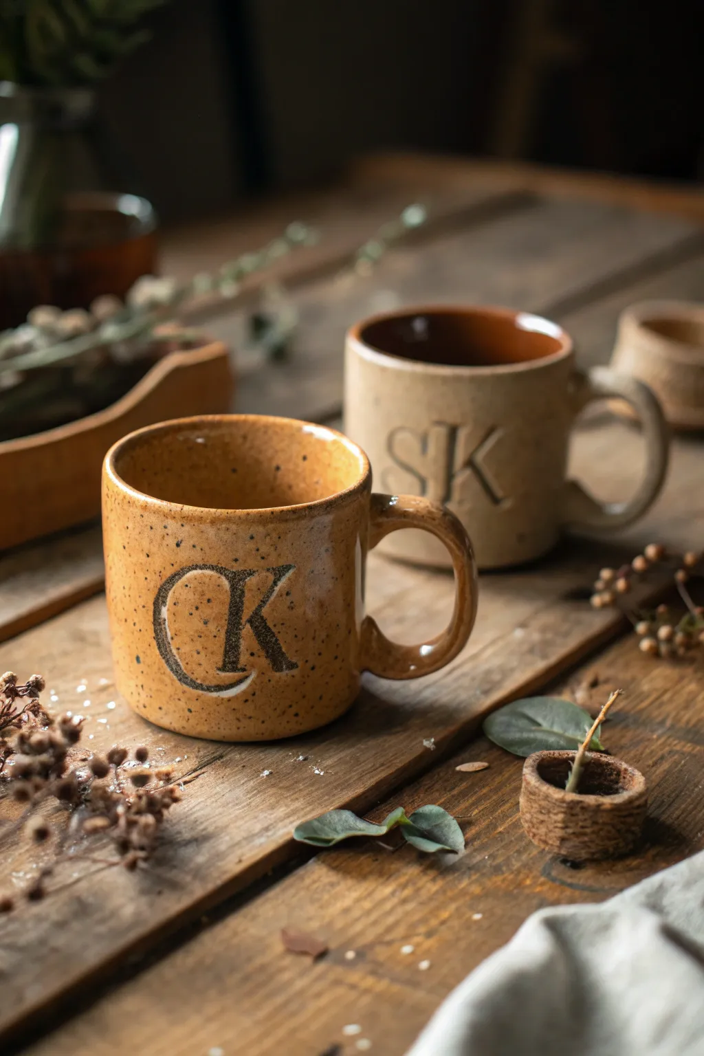 Custom ceramics add a personal touch to their daily routine.