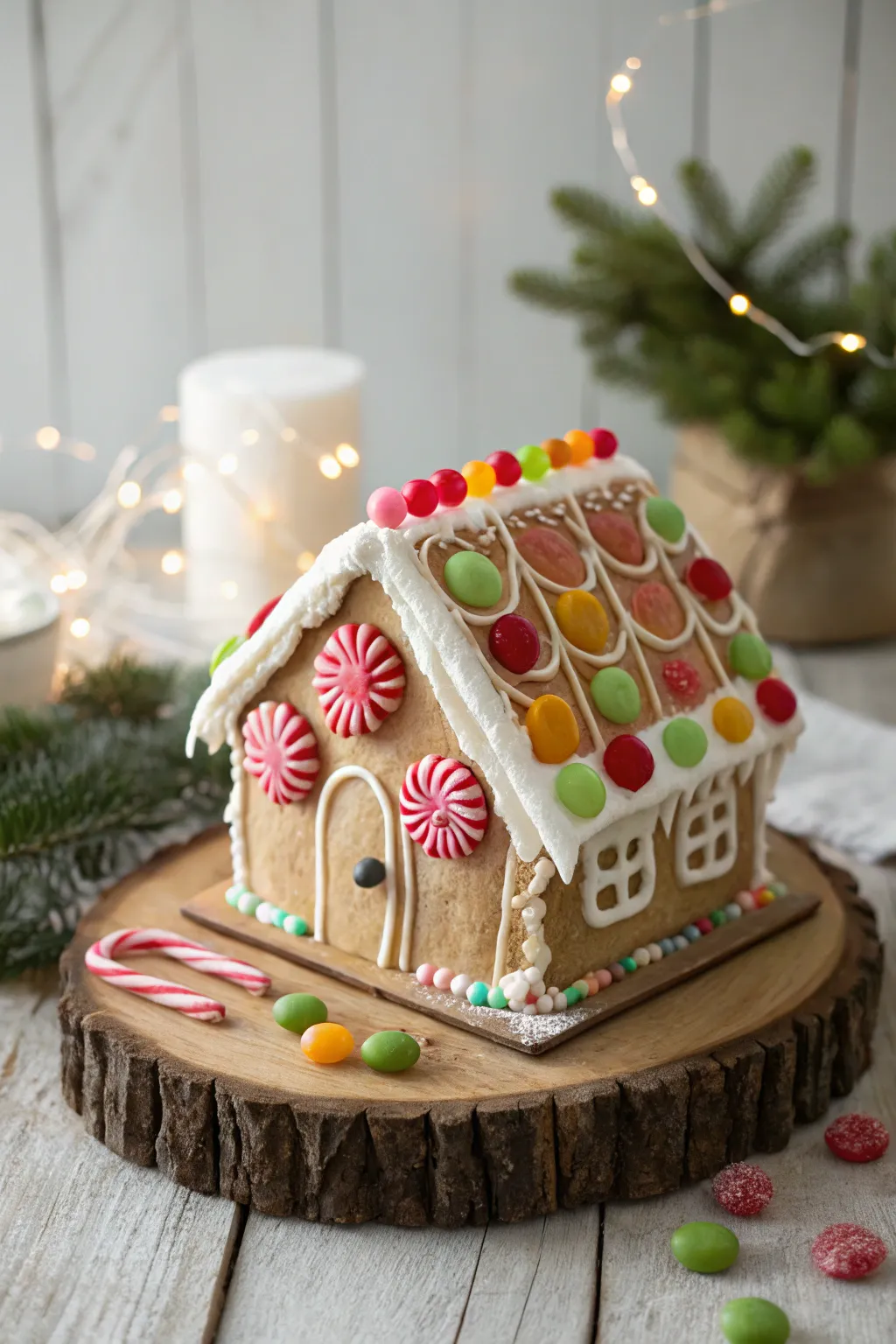 Sweet Simplicity: Adorn your gingerbread house with vibrant candies for a touch of playful elegance. 🍬🏡