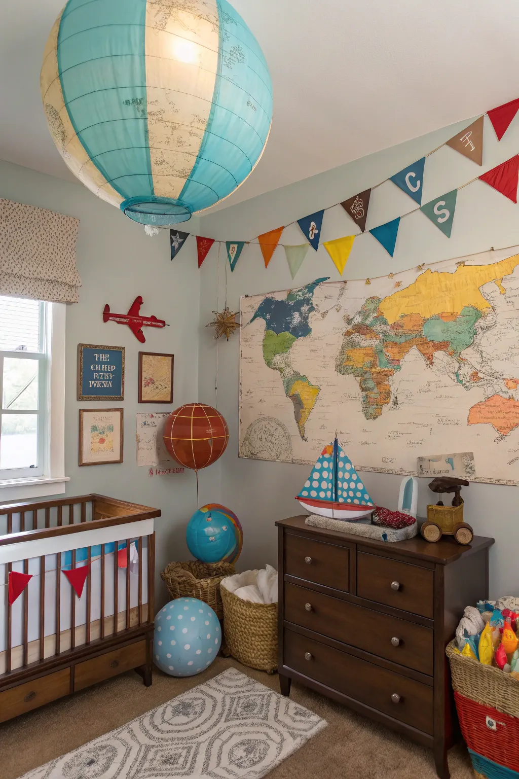 Adventure-themed decor inspires exploration in this nursery.