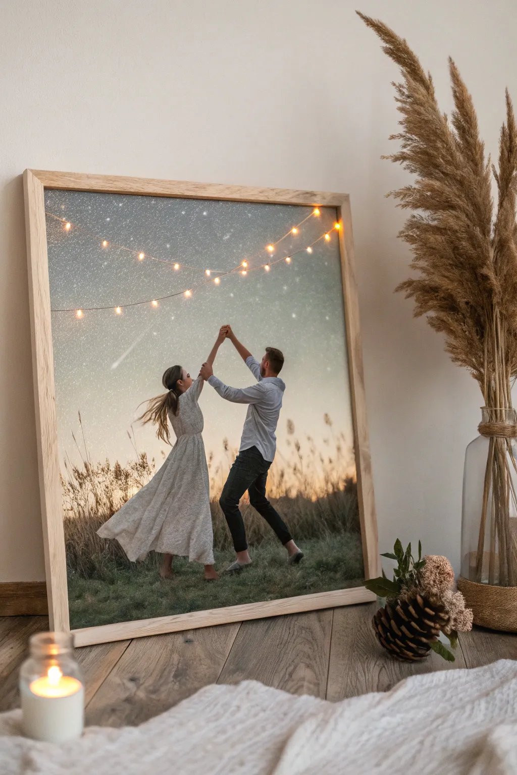 Embrace the night with romance and elegance: a dance under the stars captured in art.