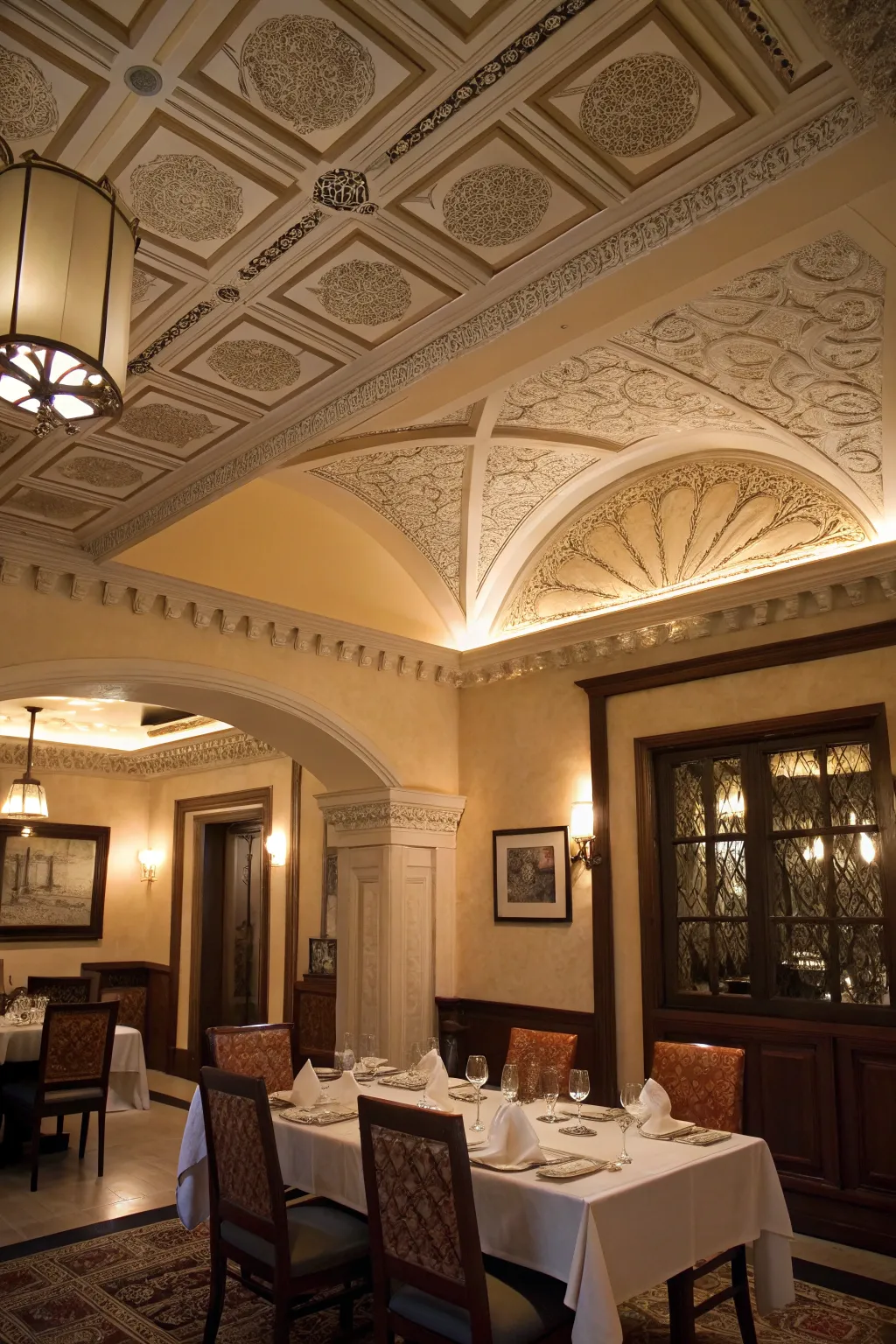 Architectural details enhance the room's charm and elegance.