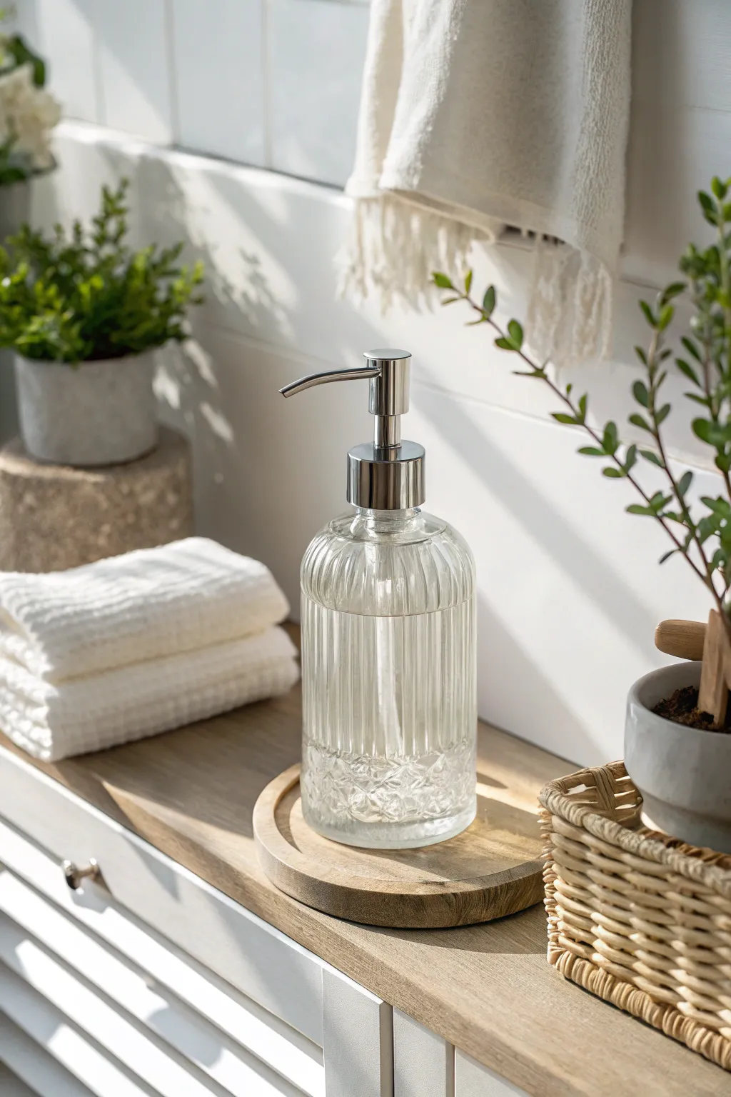 Elevate your bathroom decor with a handcrafted glass bottle soap dispenser—where functionality meets style.