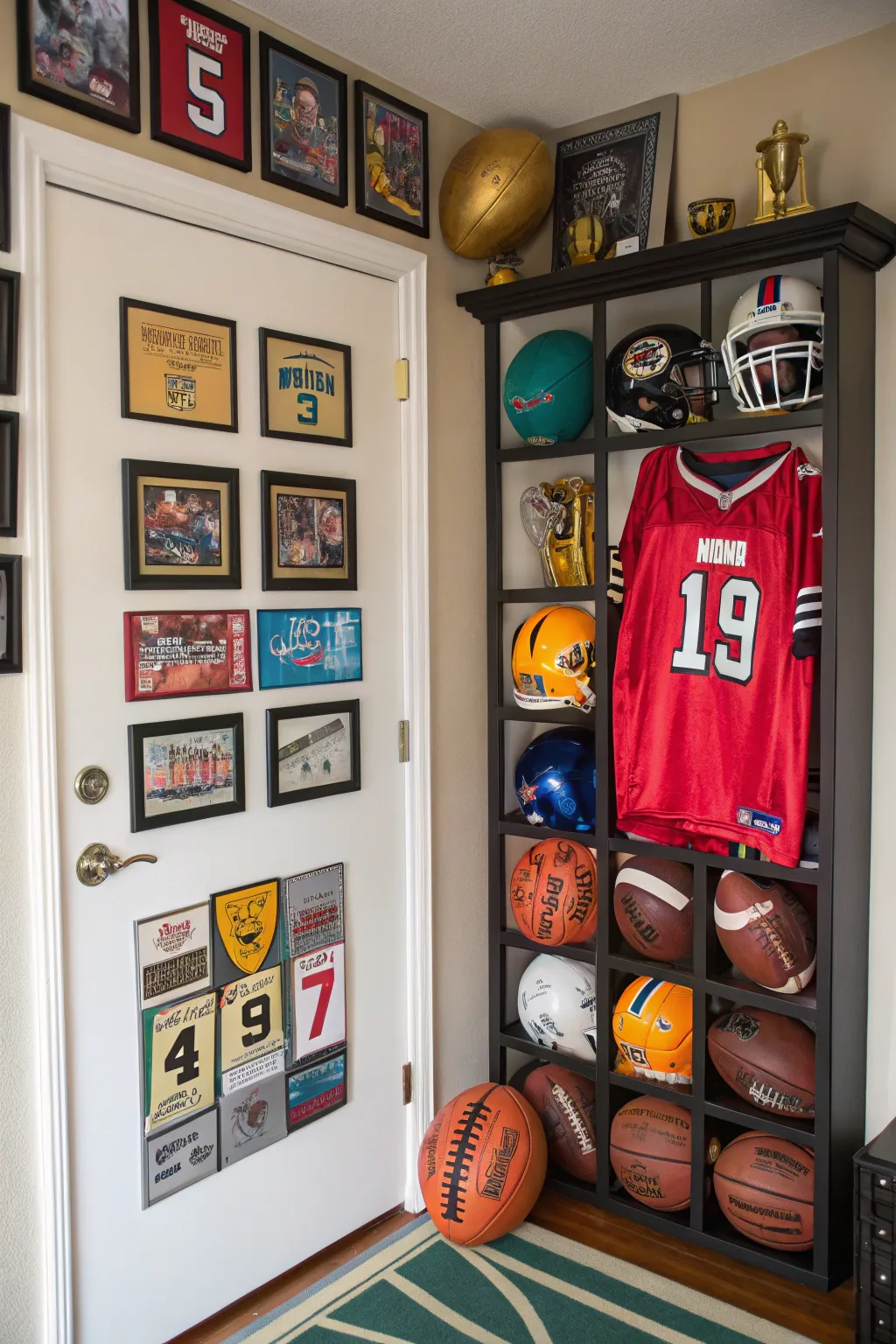A sporty door display for the athletic graduate.