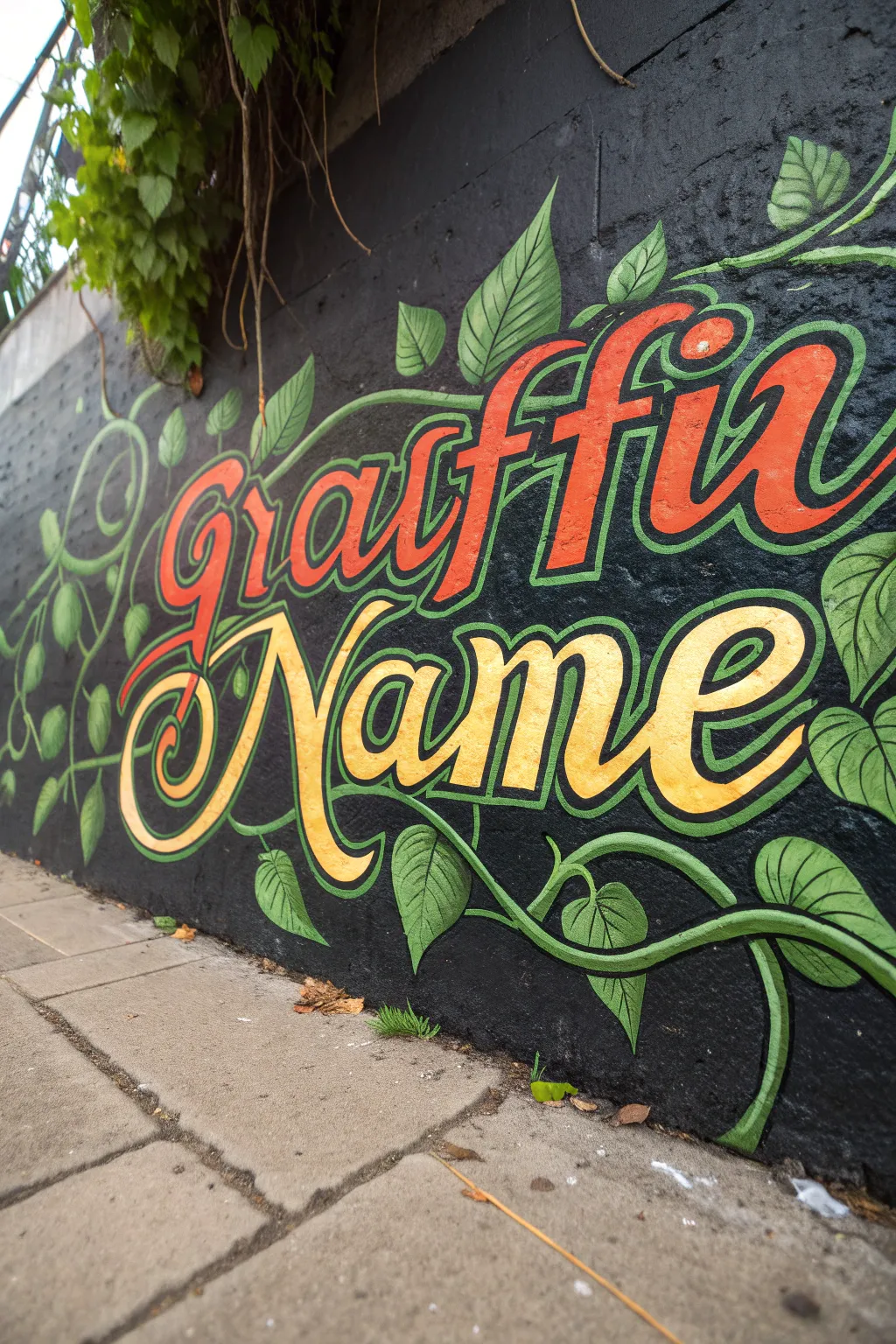 Urban meets nature in this stunning graffiti masterpiece, where art and the outdoors entwine.