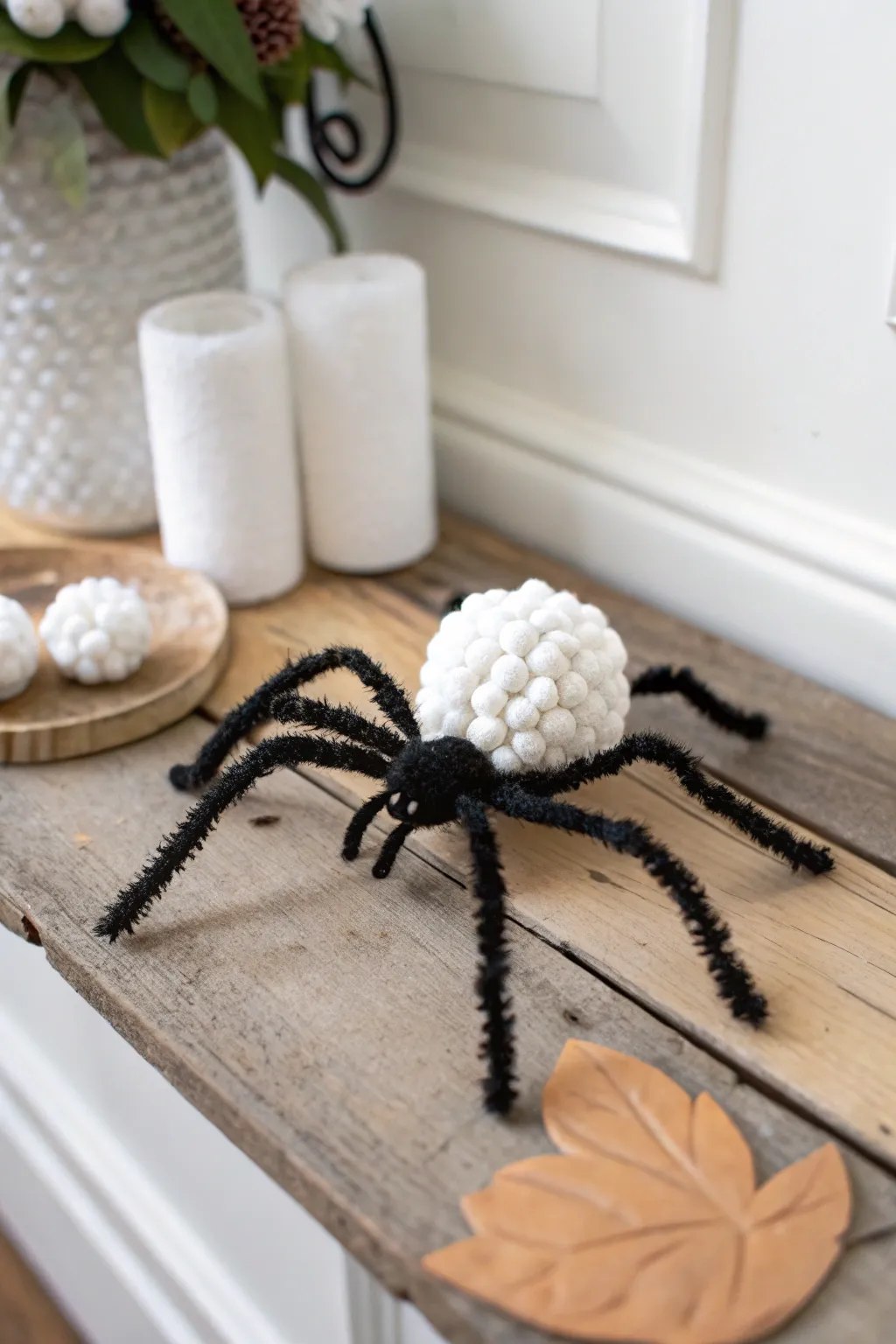 Creepy cute: Embrace the Halloween spirit with this charming cotton ball spider, perfect for adding a whimsical touch to your decor!