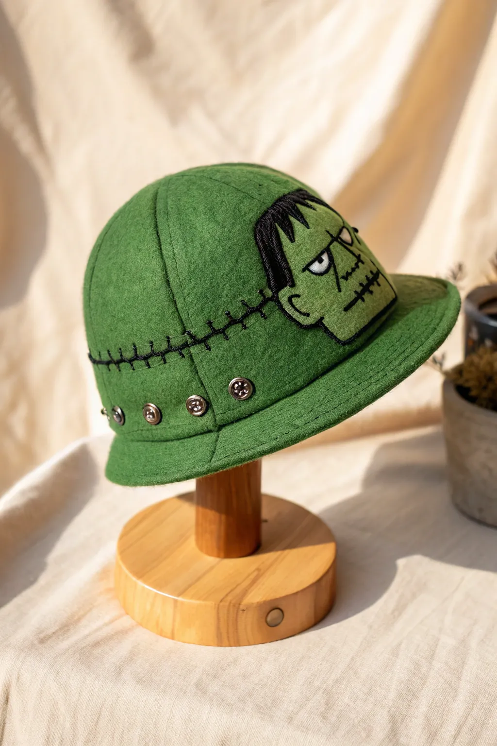 Unleash your creativity with this chic Frankenstein-inspired hat—where minimalist design meets monstrous charm!