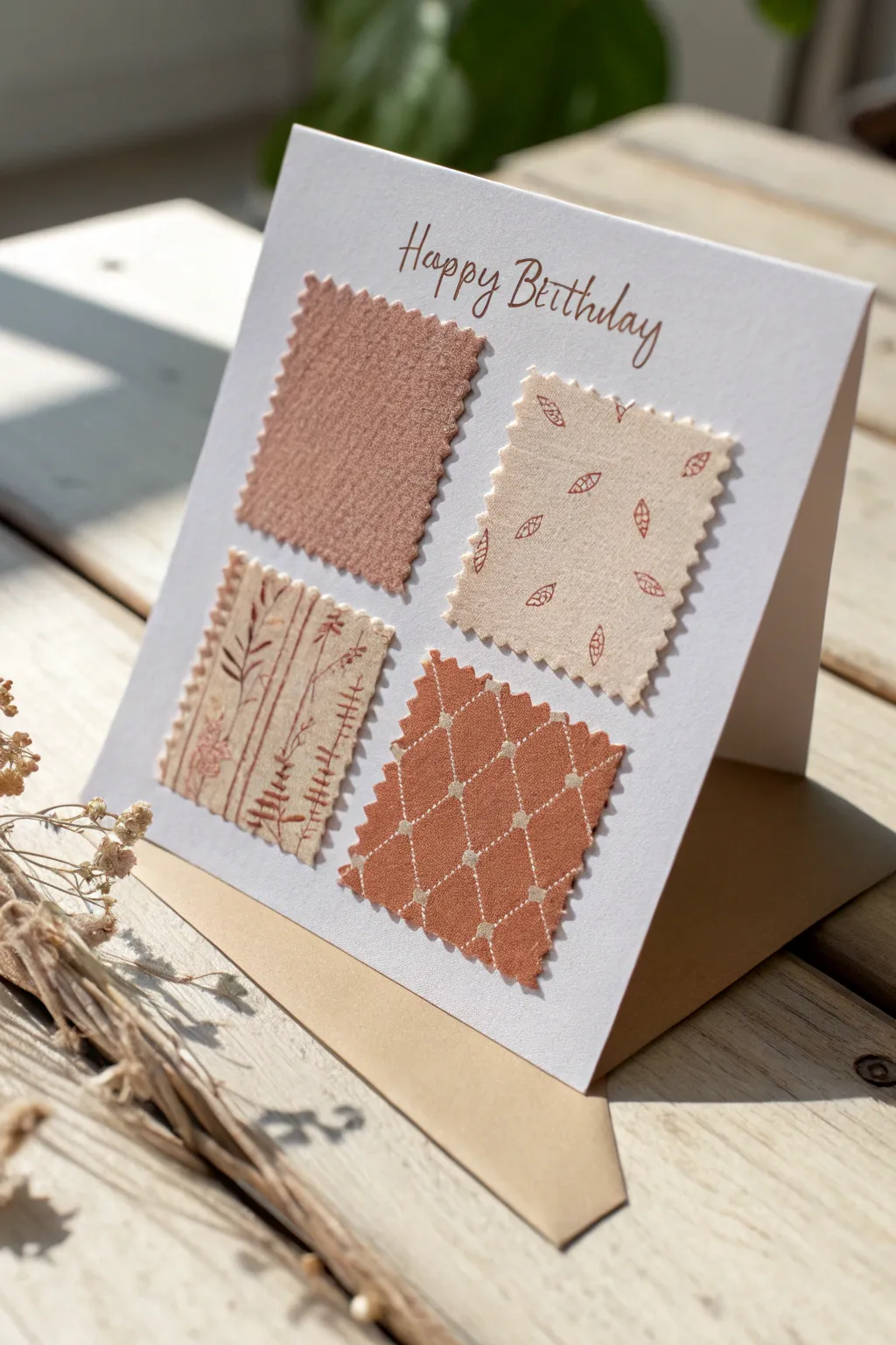 Crafted with love: A boho-chic birthday card that blends simplicity and texture for your best friend.