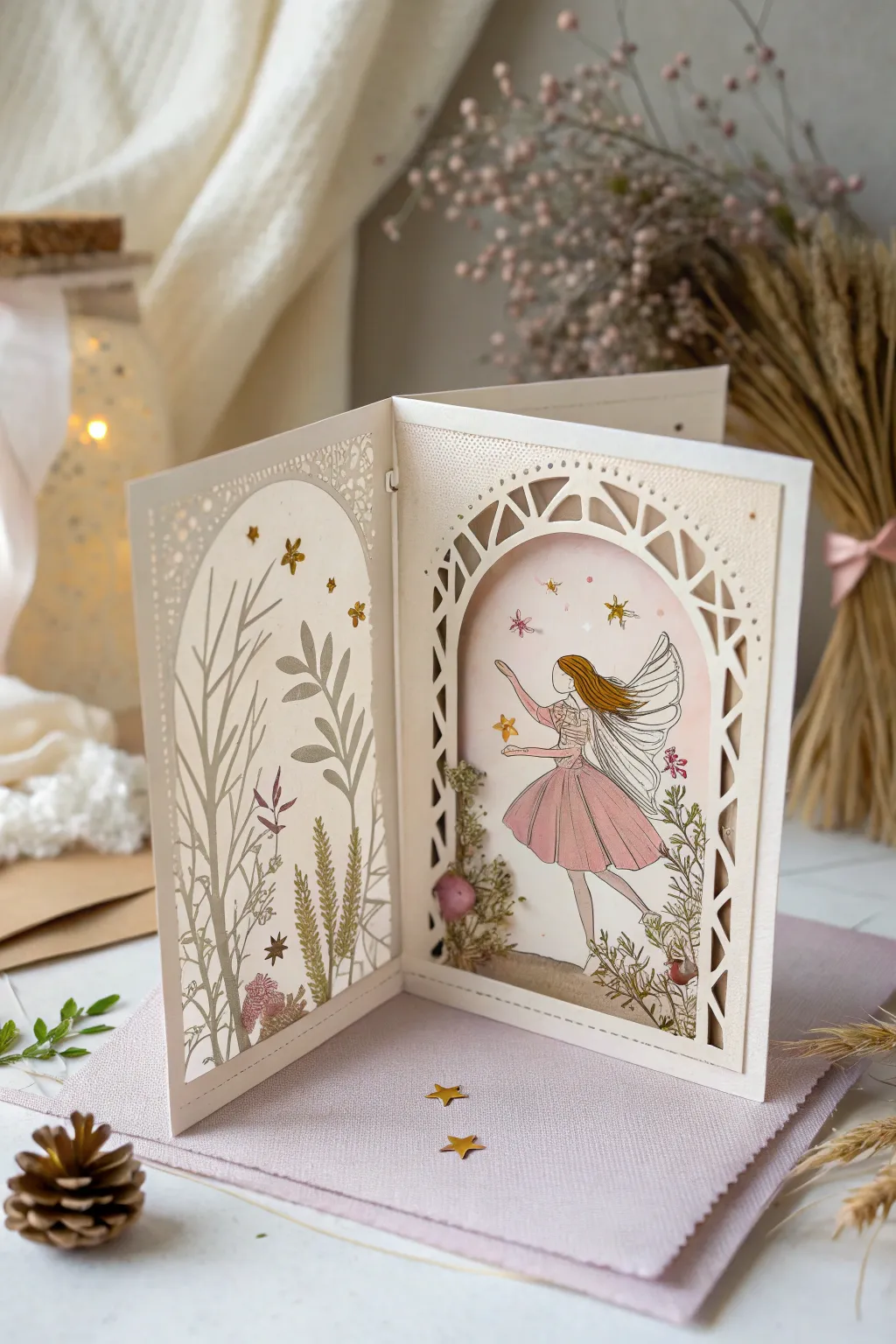 Unfold the magic with every turn of this enchanting handmade card, perfect for creating memorable moments.