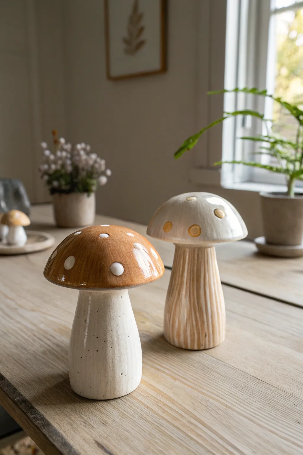 Elevate your table setting with these charming handcrafted mushroom shakers. 🍄✨ #ScandinavianStyle #BohoChic #DiningDelight