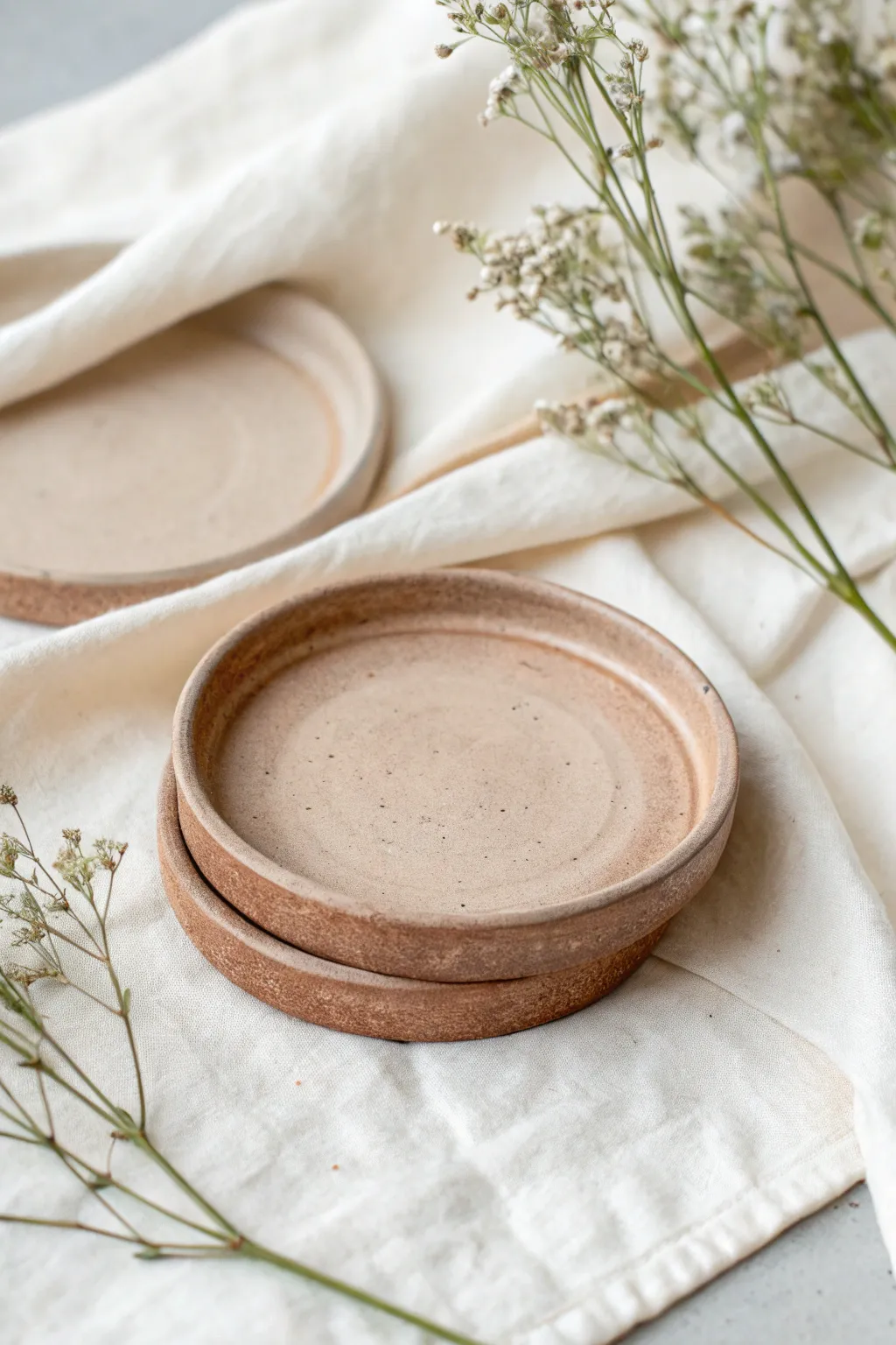 Elevate your table setting with eco-friendly elegance: Discover the beauty of handmade clay coasters.