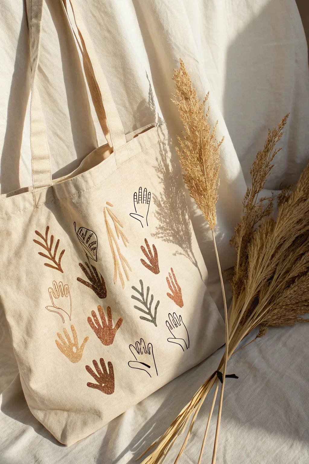 Carry your essentials with a personal touch – a handprint tote bag that blends simplicity and artistry.