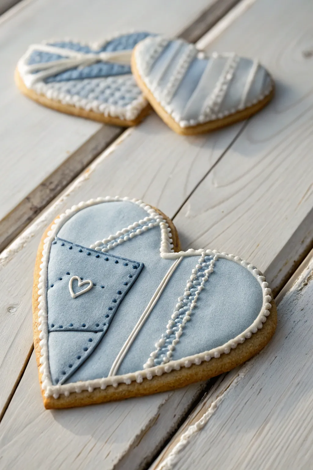 Add a touch of rustic elegance to your cookies with this denim-inspired icing design.