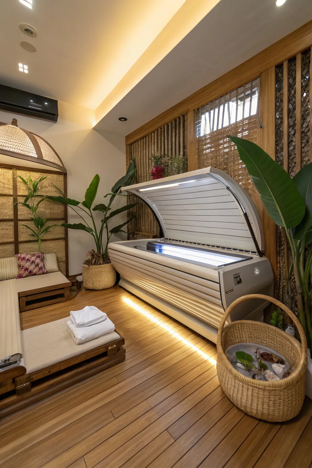 Eco-friendly materials create a sustainable and chic space.