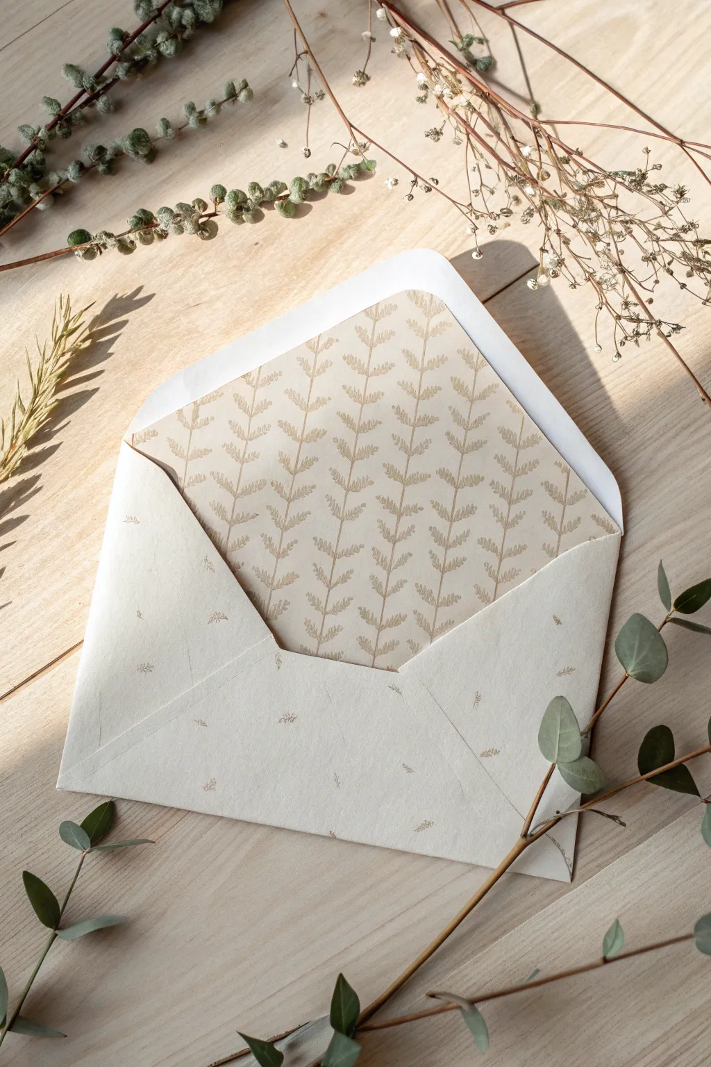 Discover the charm of fabric liners for a touch of natural elegance in your invitations.