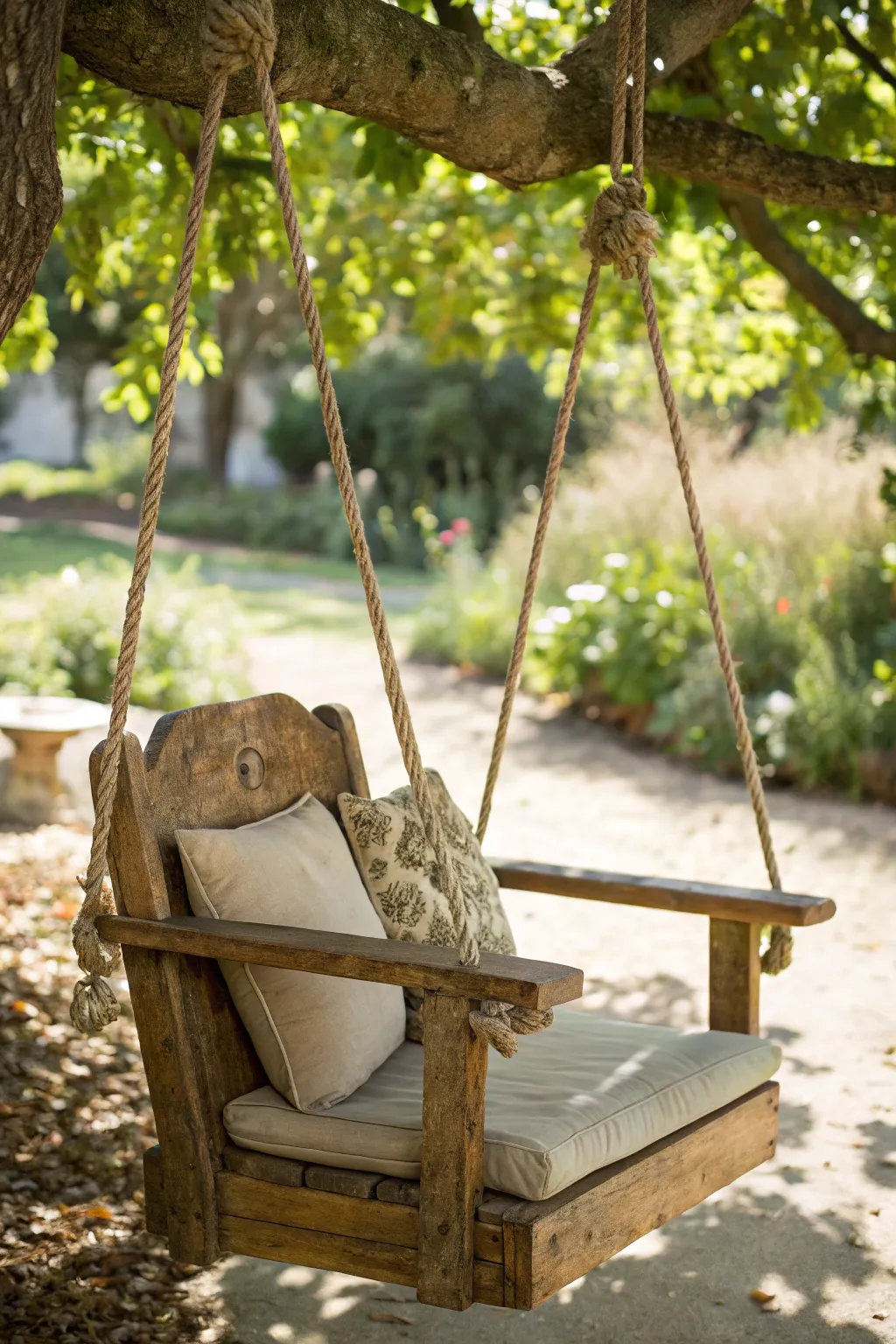 Transform your space with an enchanting wooden chair swing—where tradition meets tranquility.