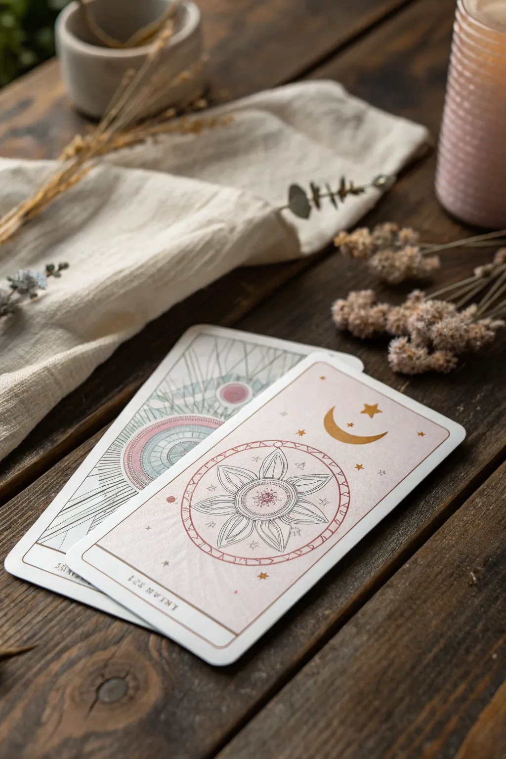 Embrace the art of simplicity and elegance with these modern, digitally crafted tarot cards.