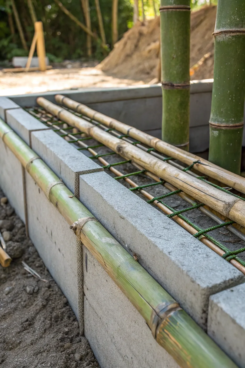 Innovative strength: Bamboo meets concrete for a sustainable foundation.