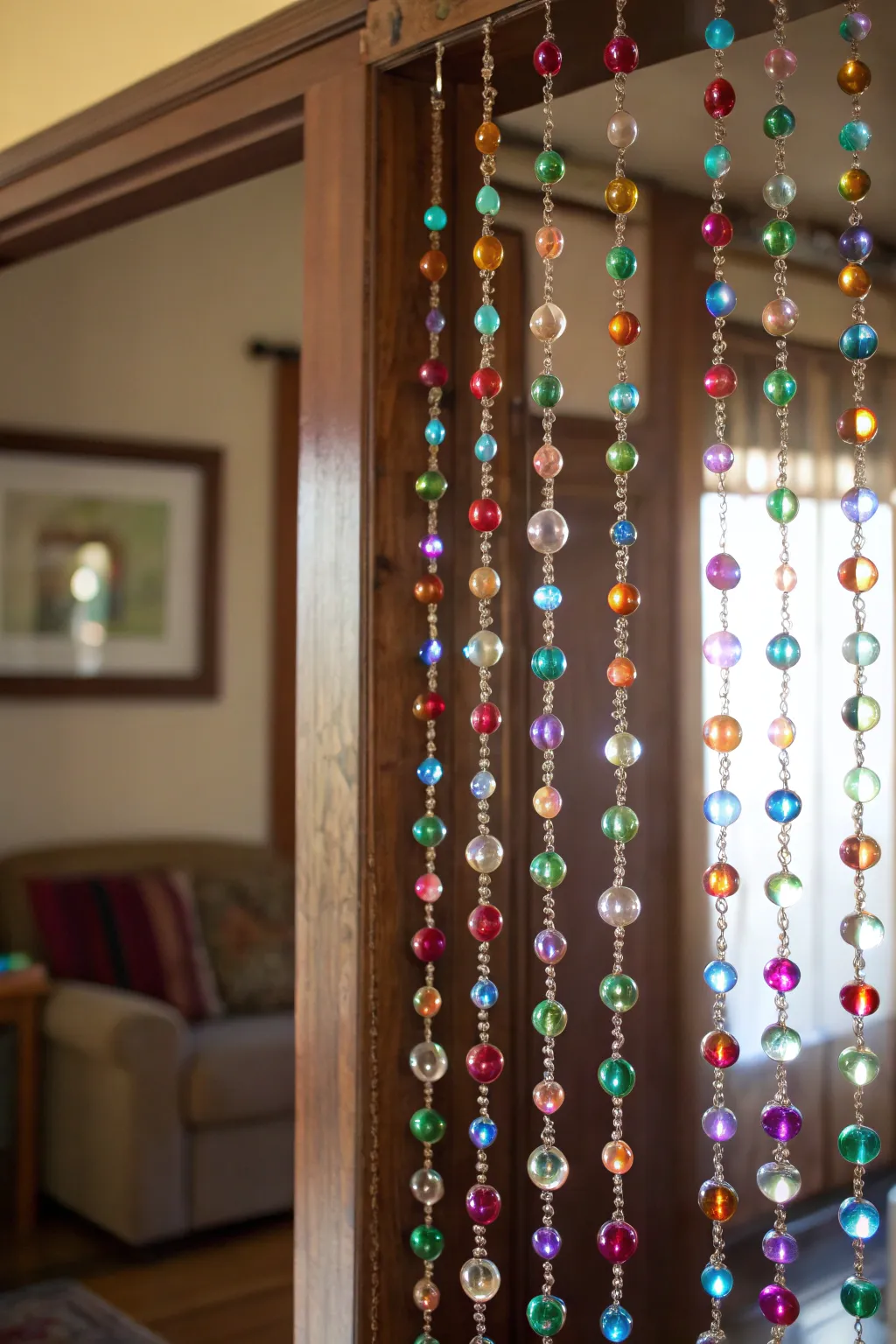 Add retro flair with vibrant glass bead curtains.