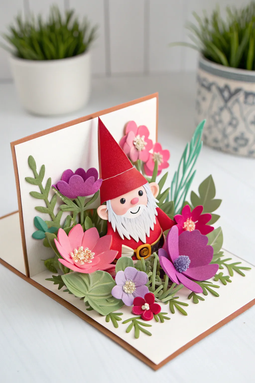 Discover the joy of surprise with a pop-up garden gnome card – a whimsical blend of elegance and charm!