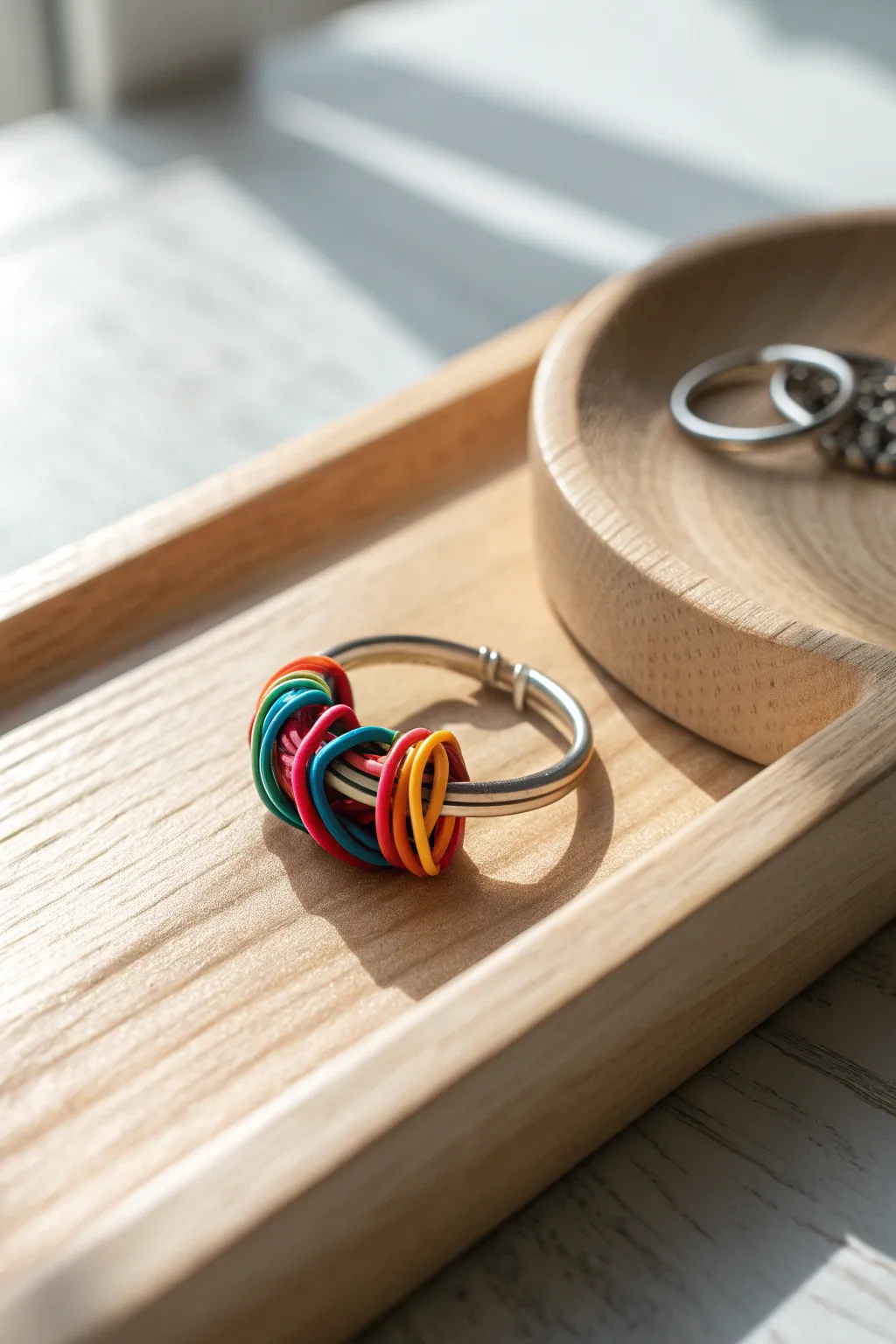 Effortlessly chic and organized: Keep your rubber bands stylishly in check with a minimalist ring clip.