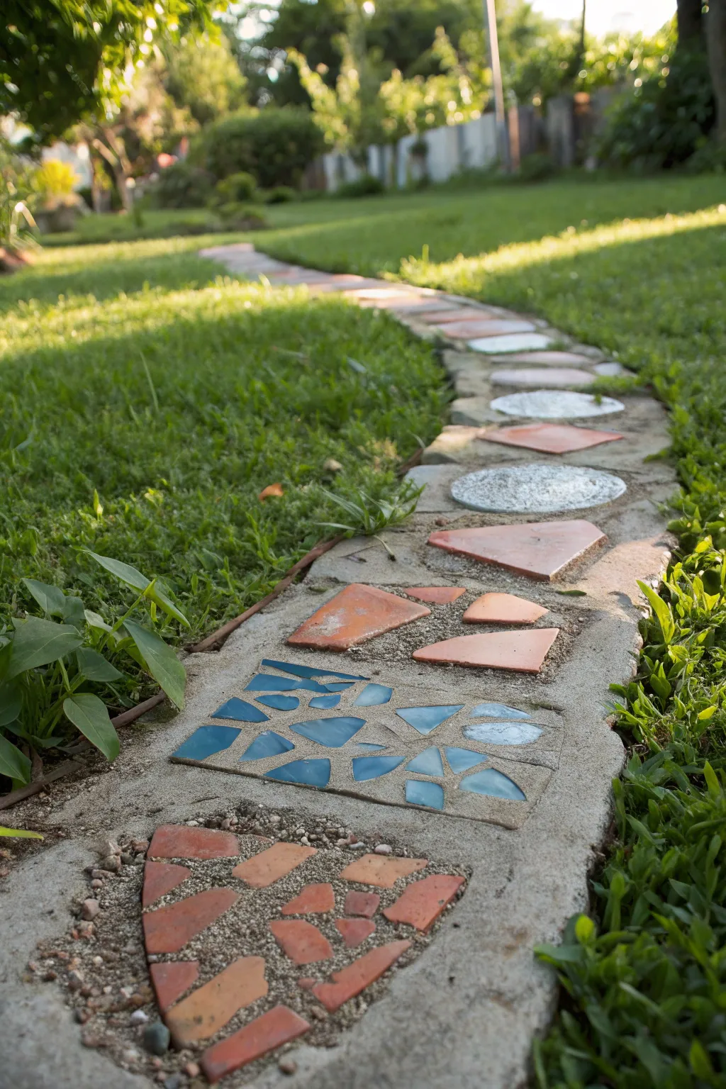 Transform your garden path into a work of art with these stunning clay pot stepping stones! 🌿✨ #GardenArt #SustainableCrafts
