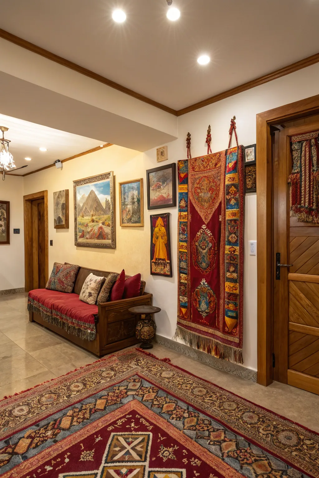 Cultural elements personalize the space and add character.