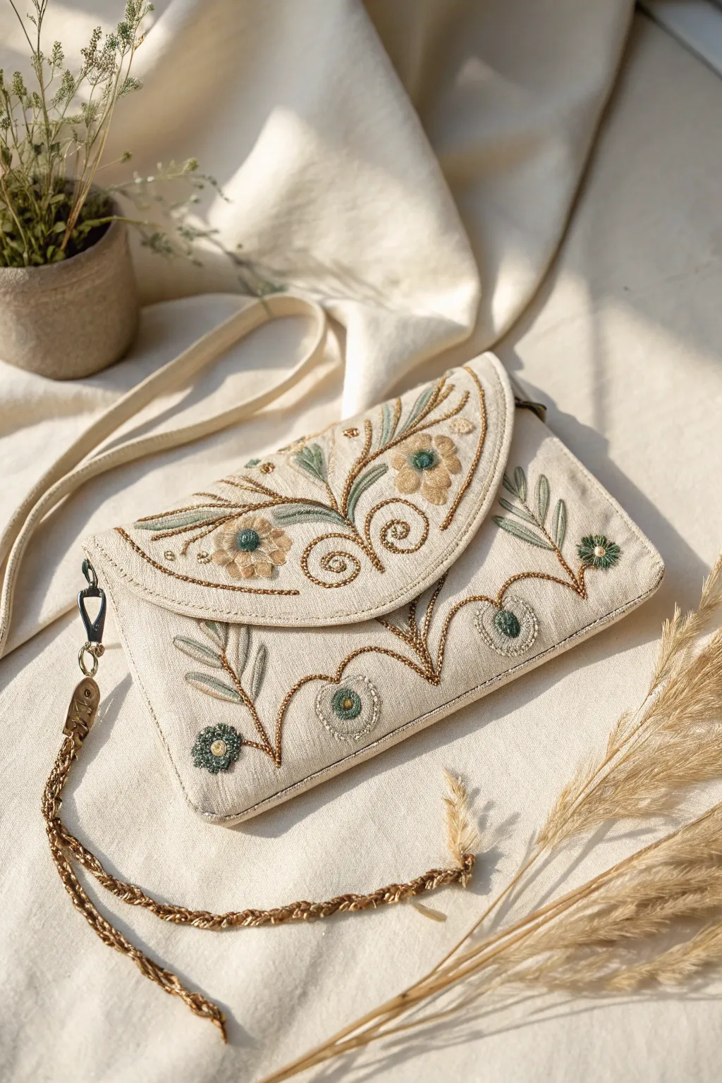 Discover the perfect balance of beauty and utility with this exquisitely embroidered purse, crafted for the modern minimalist.