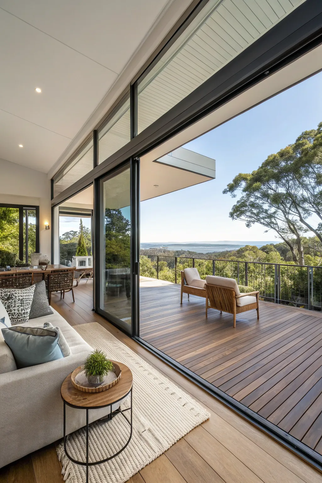 Level flooring ensures a seamless indoor-outdoor transition.