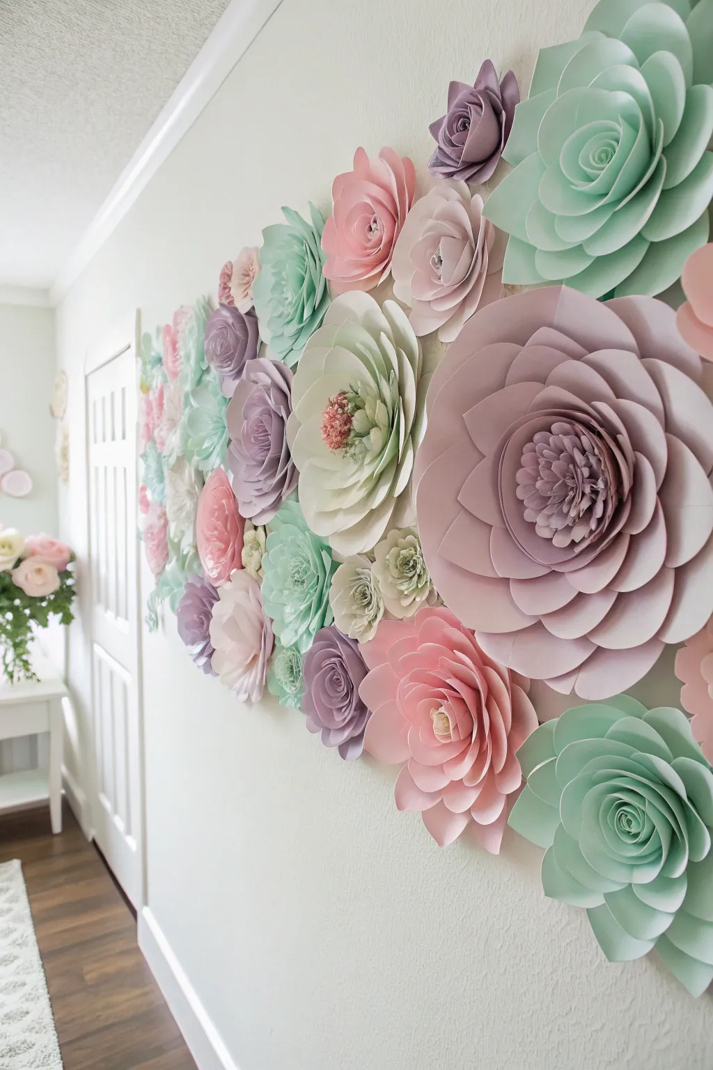 Add a touch of everlasting spring to your home with this stunning paper flower wall art, combining minimalist elegance with Boho charm.