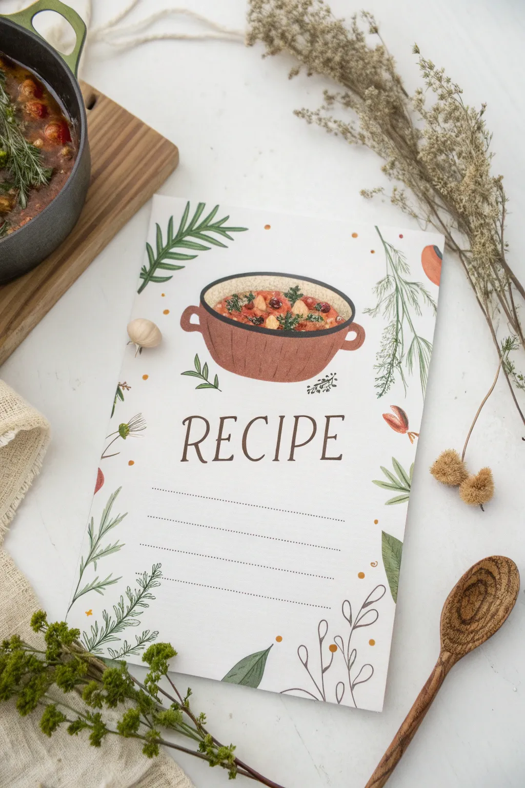 Craft your own historical culinary experience with this beautifully designed stew recipe card.