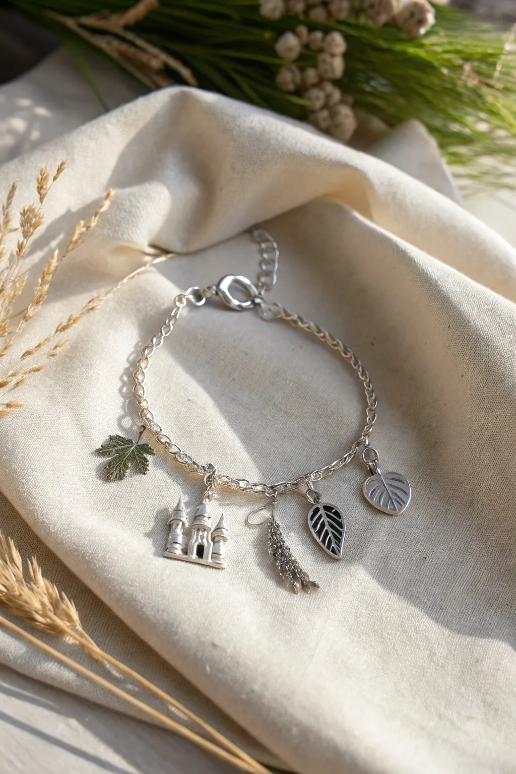 Discover the magic of fairy tales with this enchanting charm bracelet, a perfect blend of simplicity and whimsy.