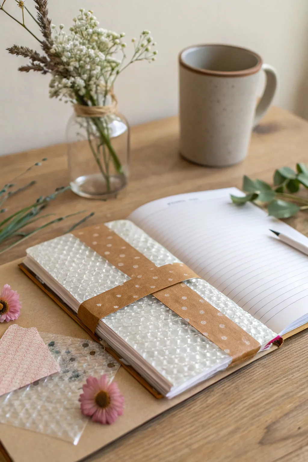 Dive into the world of textures with your journal collages. Let your creativity flow with unexpected materials!