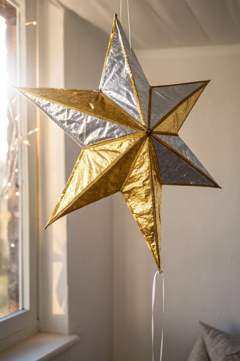 Glimmer and gleam with this stunning foil star kite, perfect for a sunny day of play!